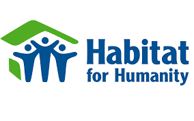habitat Habitat for Humanity logo with three blue human figures under a green roof shape, next to the words Habitat for Humanity in blue text.